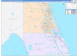 Port St. Lucie Metro Area Wall Map Color Cast Style 2024